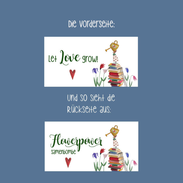 Samenbombe Gärtnerin Let Love Grow gastgeschenk hochzeit taufe kommunion konfirmation jugendweihe geburtstagt werbegeschenk