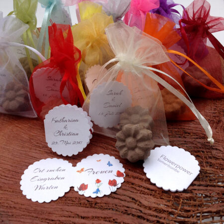 Personalisierbare schöne Gastgeschenke Seedbombs Samen Samenbomben flowerpower Taufe hochzeit Kommunion konfirmation